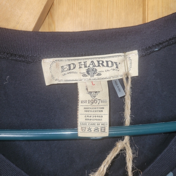 Ed Hardy Women's Long Sleeve Top Size Large  MADE IN USA - Picture 2 of 10